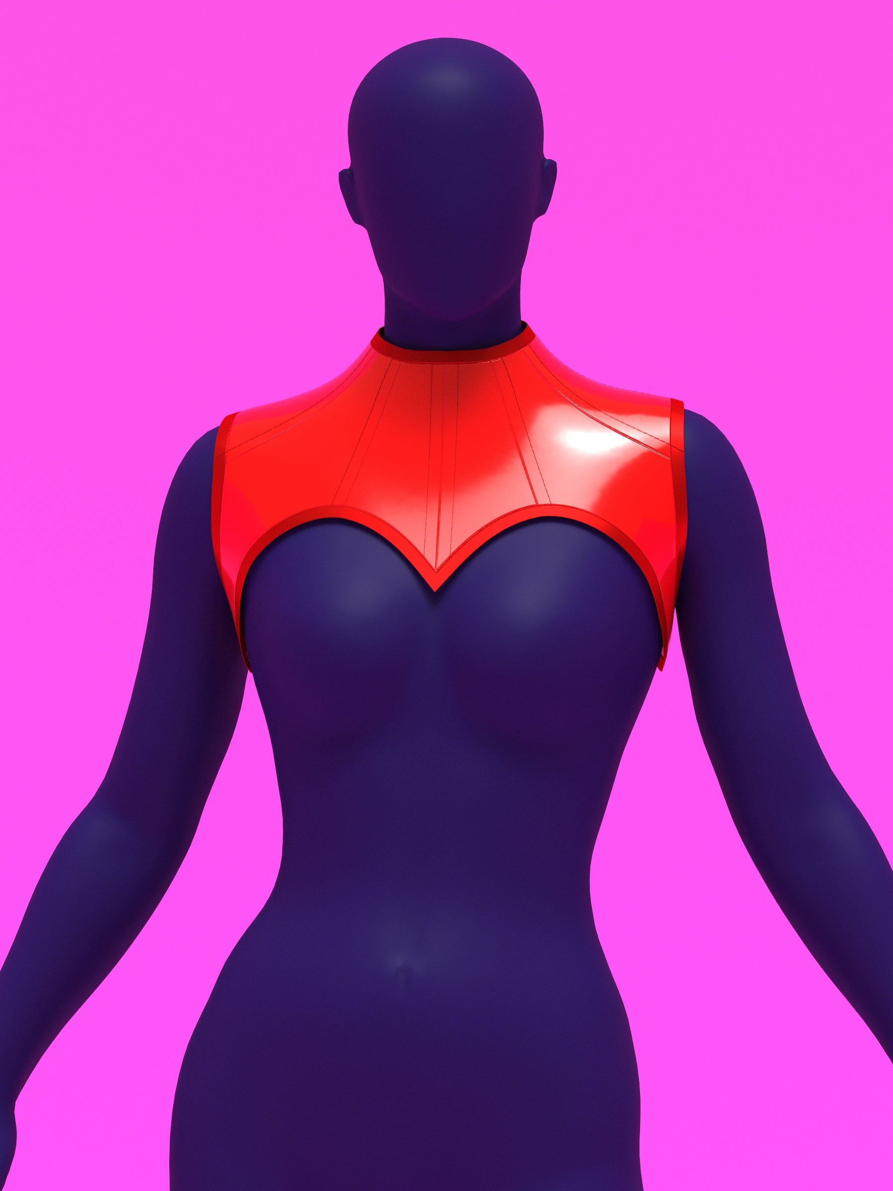 Sweetheart Harness Corset Sewing Pattern for drag queens fetish goth alternative valentines day halloween costume outfit leather by katkow front red