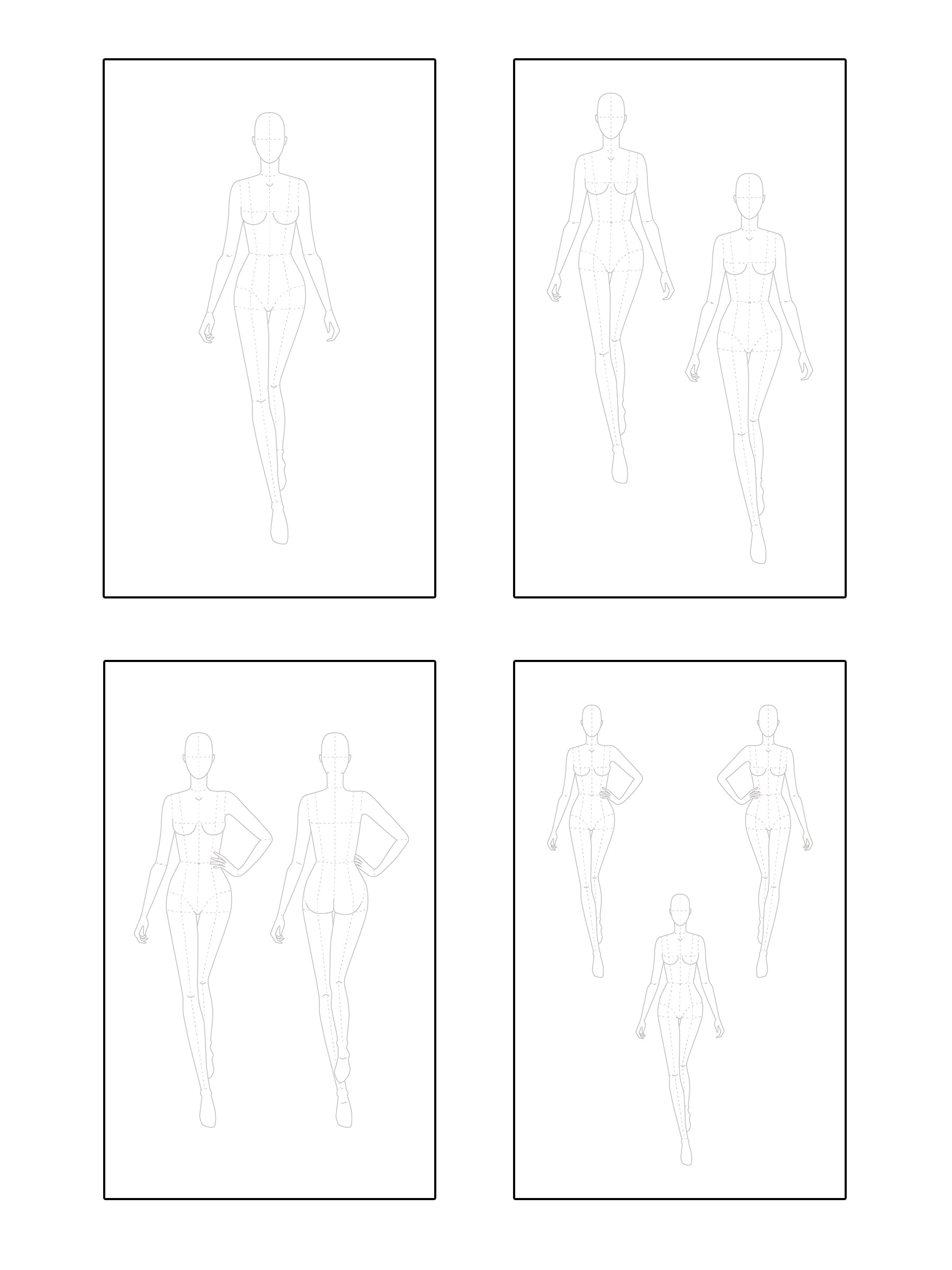Mini Fashion Sketchbook For Fashion Illustrations physical print on demand book for sketching out garment and outfit ideas looks collections by Katkow Book Page Templates
