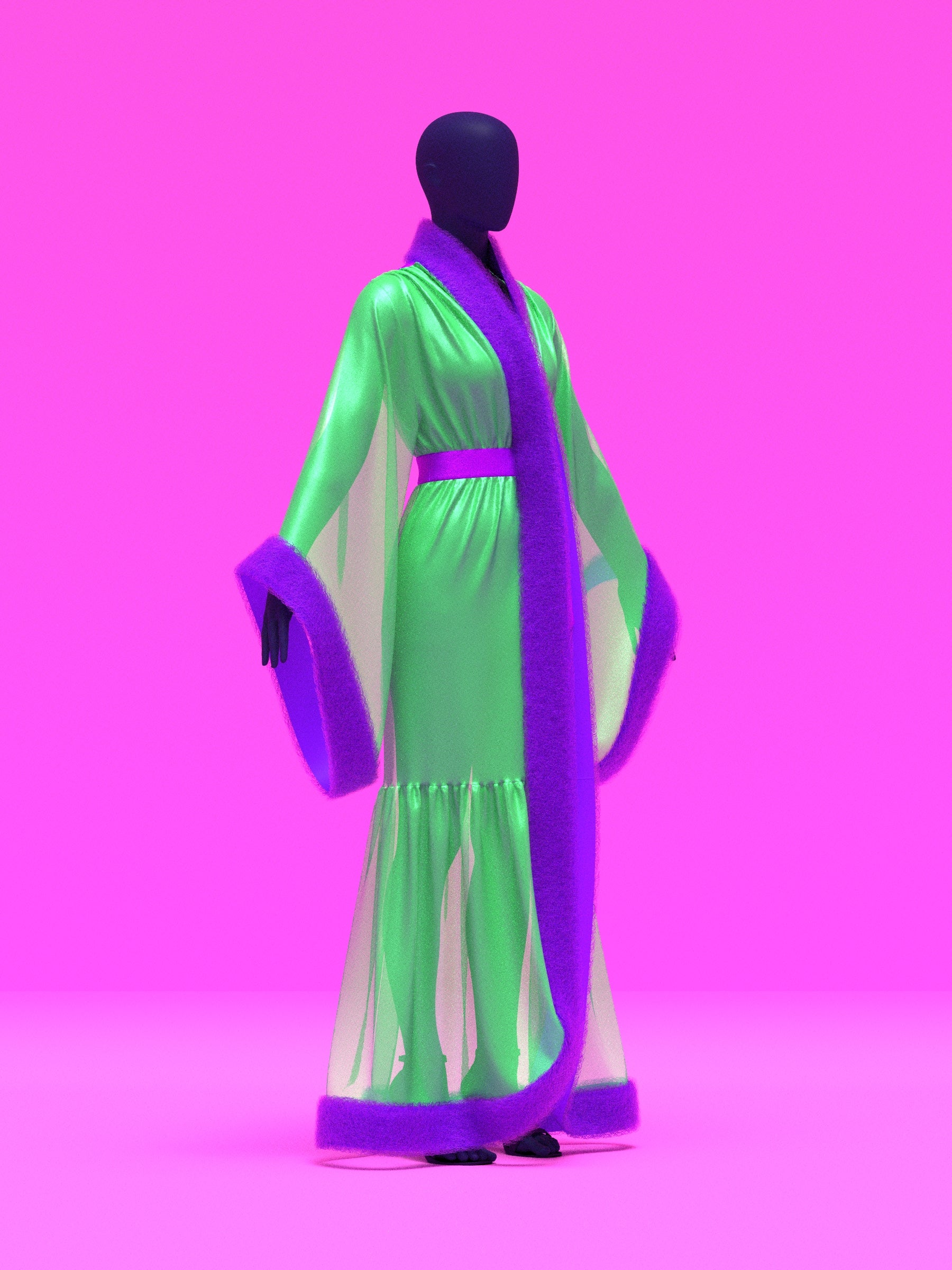 Vintage Robe Reveal Sewing Pattern for Drag Queens Hollywood Glamour Gathered Fur Trim by Katkow Reveal Coat Jacket Oversize Angle