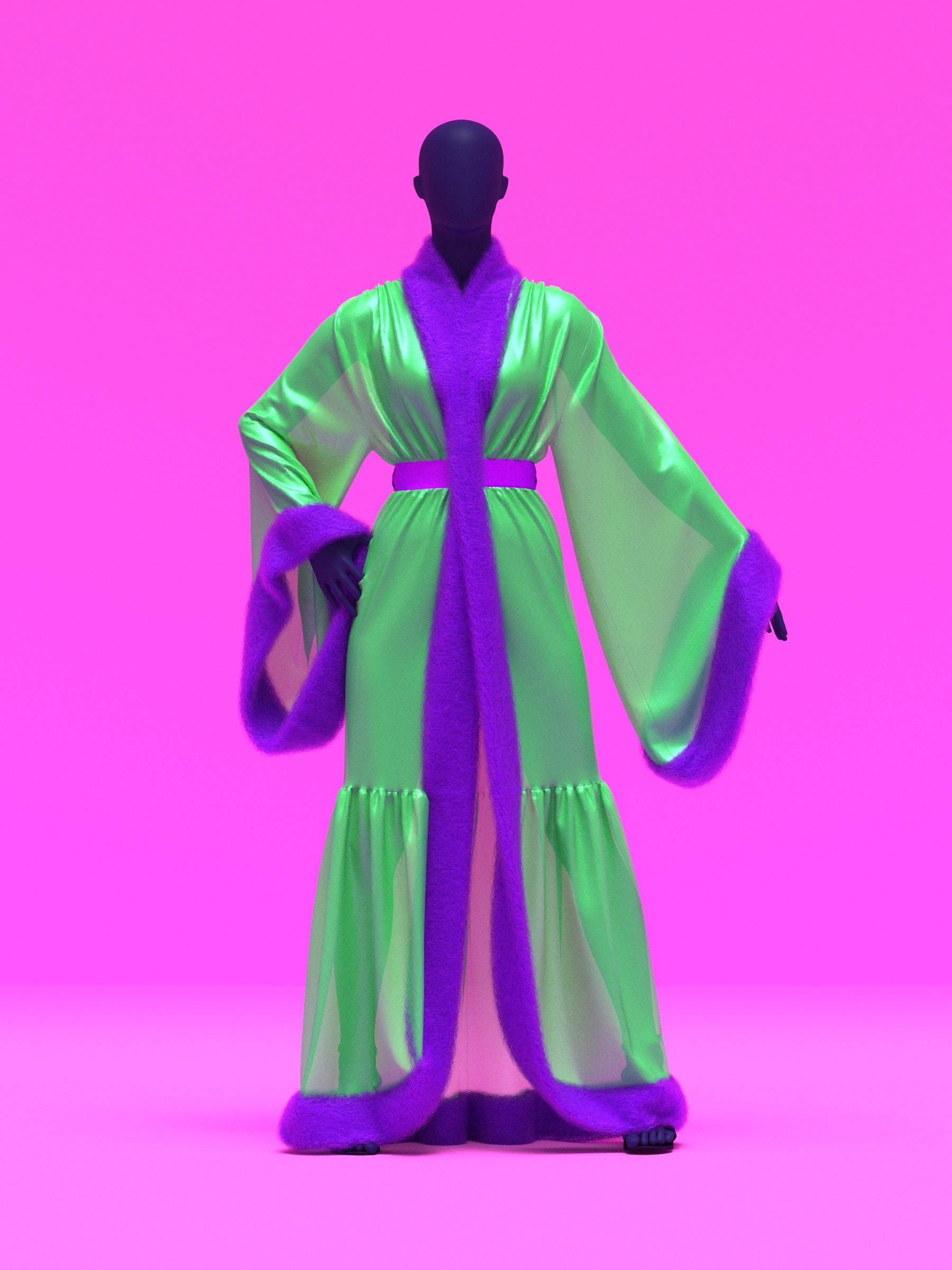 Vintage Robe Reveal Sewing Pattern for Drag Queens Hollywood Glamour Gathered Fur Trim by Katkow Reveal Coat Jacket Oversize Flow Pose