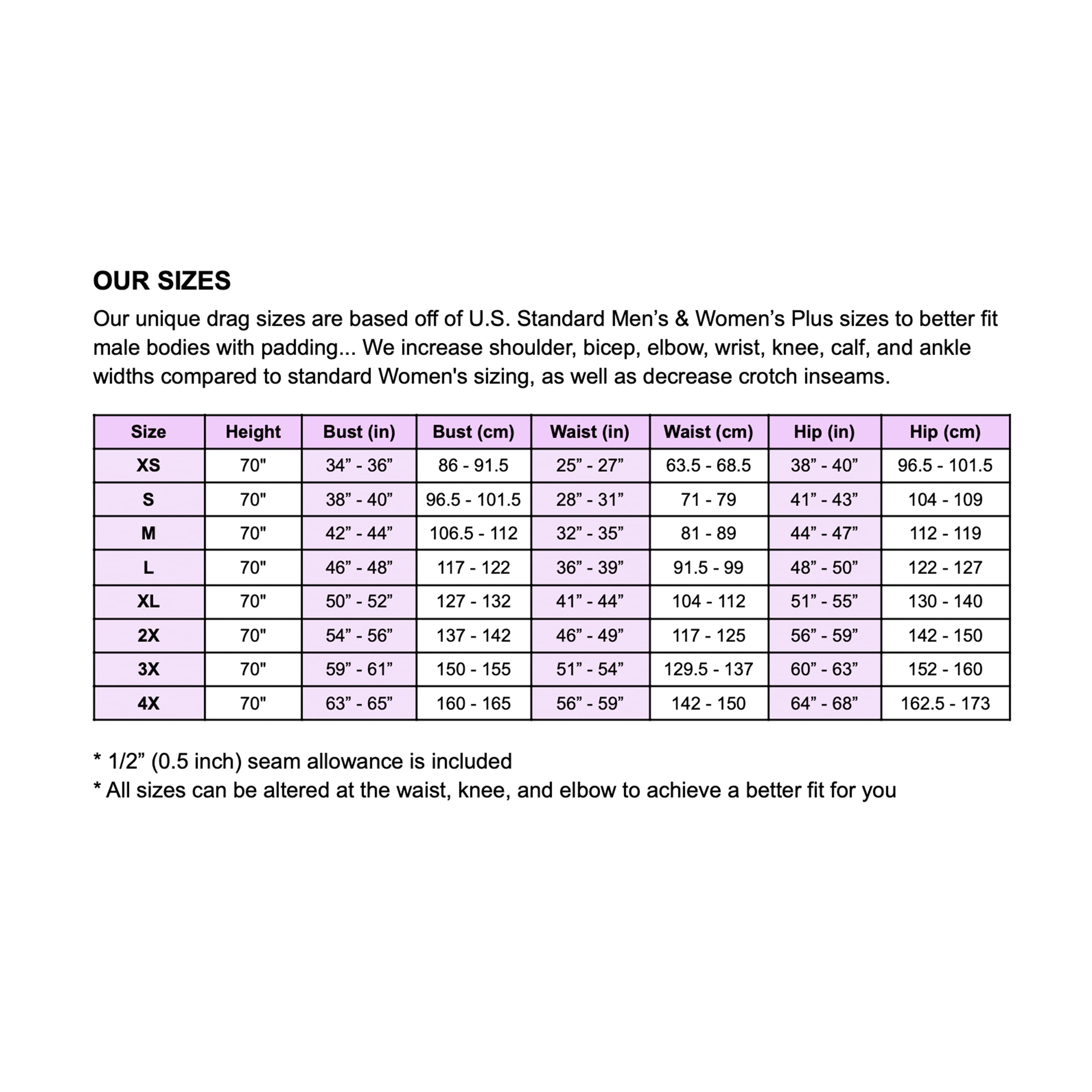 katkow high waisted leggings sewing pattern drag queen size chart