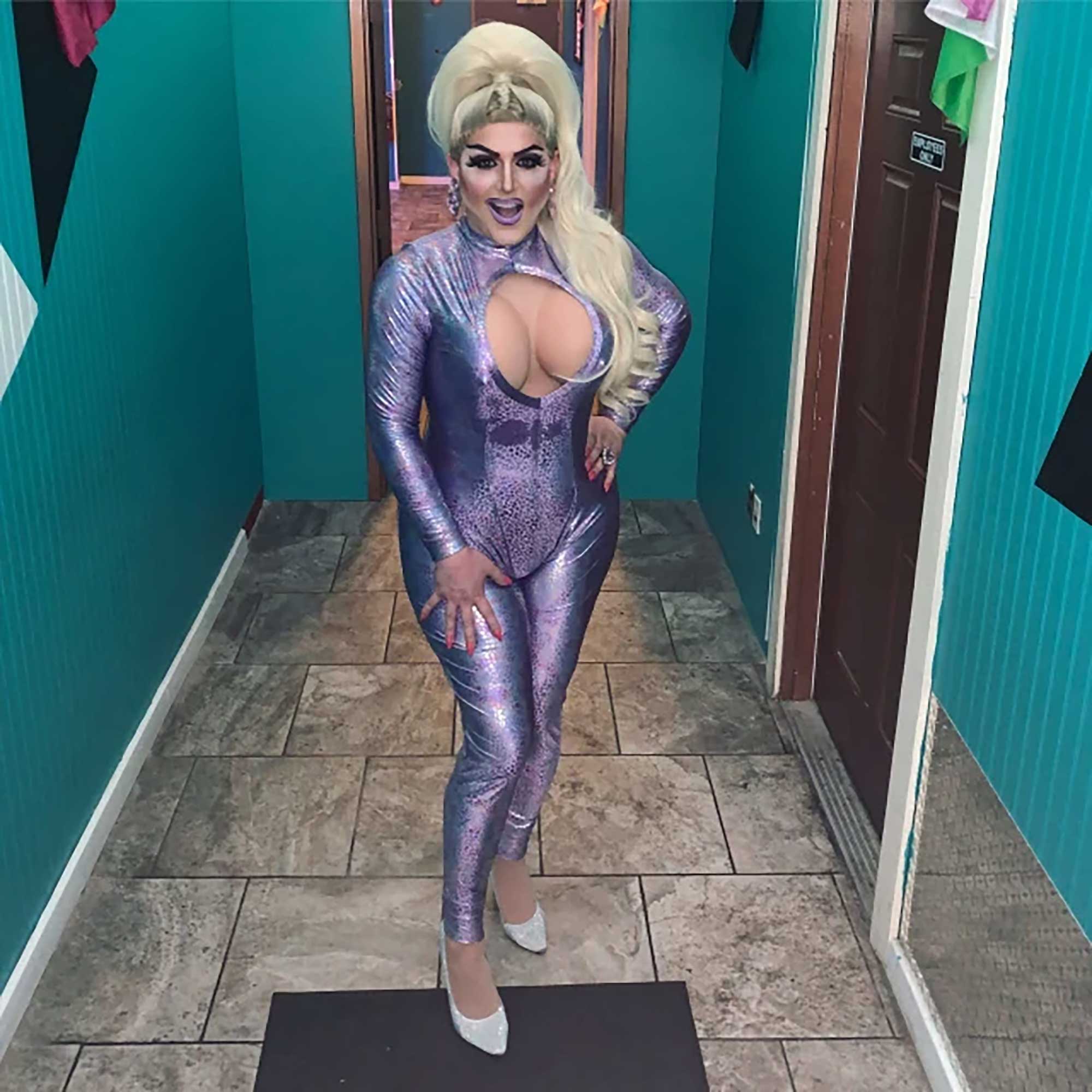 Full Catsuit Sewing Pattern for Drag Queens and Cosplay Stretch Bodysuit Dancewear Superhero Suit by Katkow Model Front