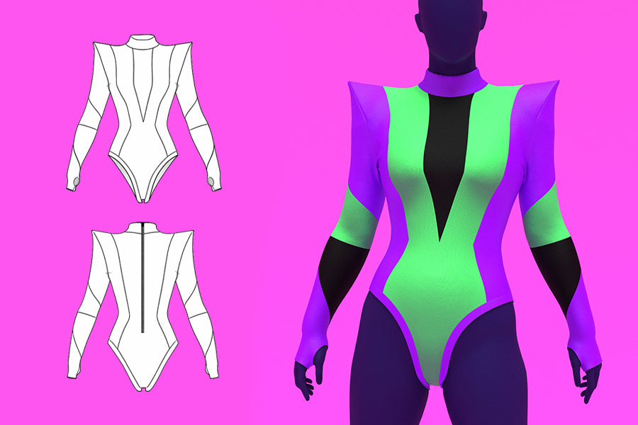 How to Sew a Color-block Pointed Shoulder Leotard by Katkow