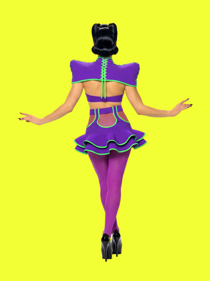 pointed shoulder neck corset sewing pattern latex faux leather harness pattern for drag queens by katkow sourn mandy drag model back