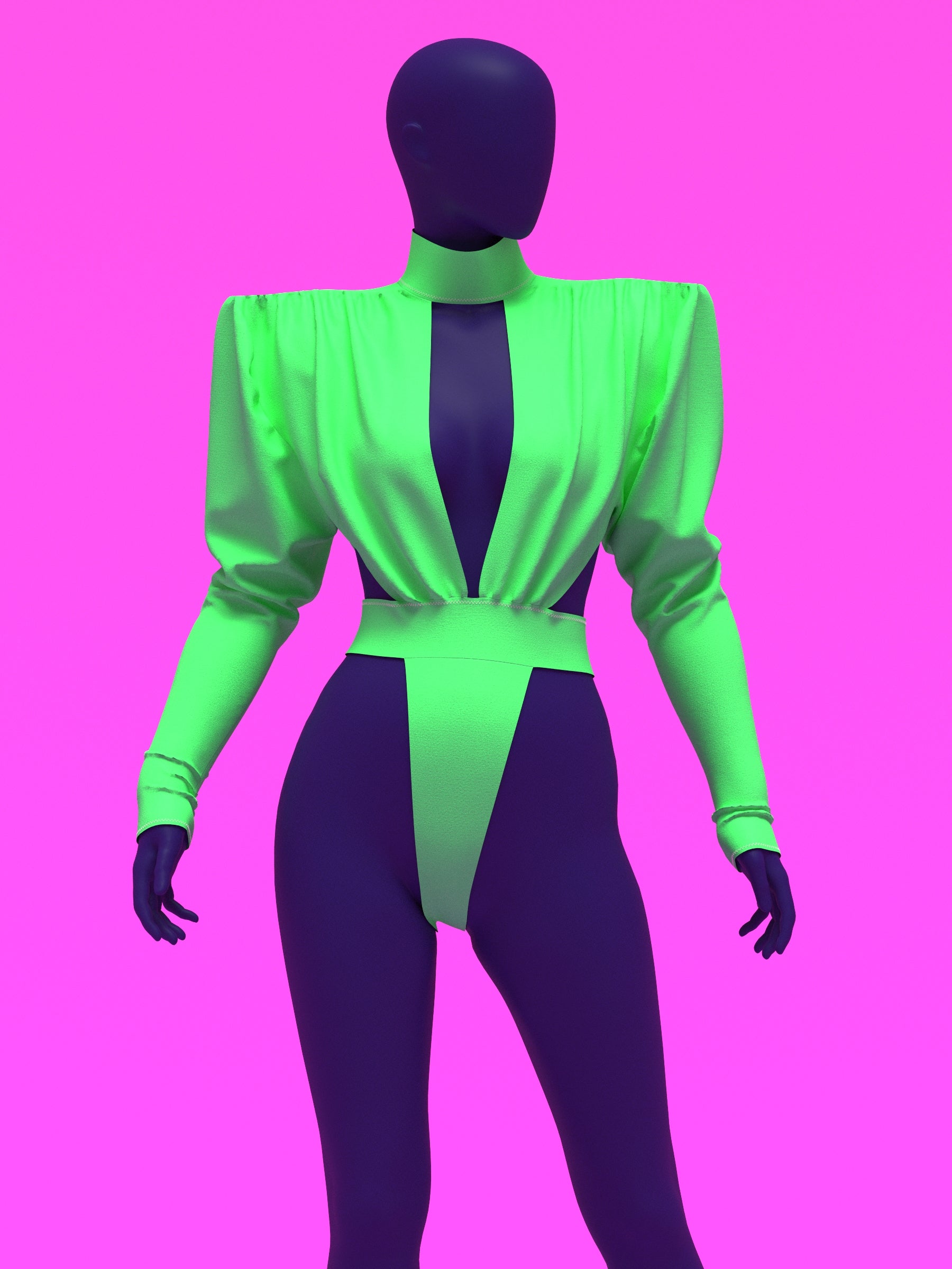 80s Shoulder Pad Leotard Sewing Pattern For Drag Queens Bodysuit Sexy Stretch Dancewear Festival Stripper Rave Costume Thumb