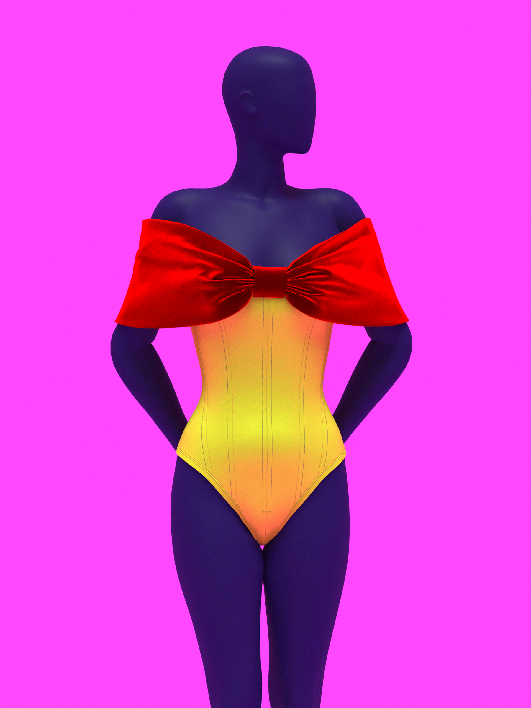 Off-Shoulder Bow Corset Leotard (XS-4X) Drag Queen Sewing Pattern Costume Holiday Evening Bodysuit Boned Oversized Campy Elegant Front