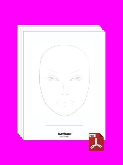Printable Drag Makeup Face Chart PDF | Drag Makeup Practice Template by Katkow