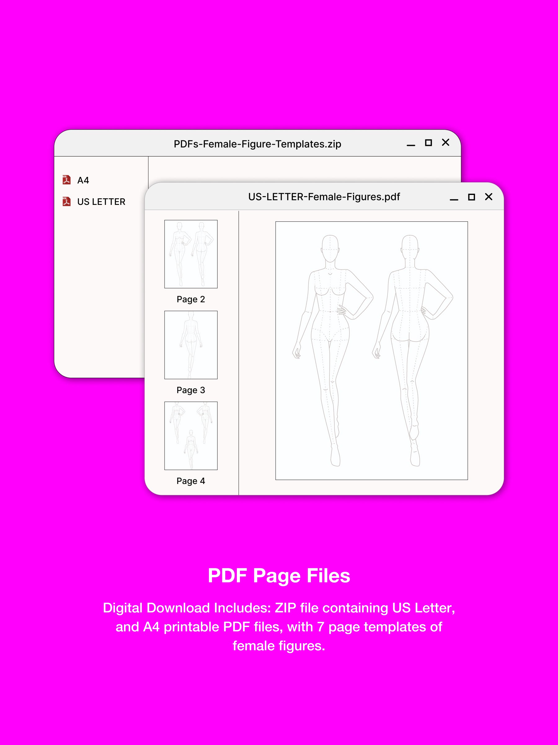 Female Fashion Figure Templates PDF | Fashion & Drag Design Sketch Pages downloadable for fashion designers students by Katkow