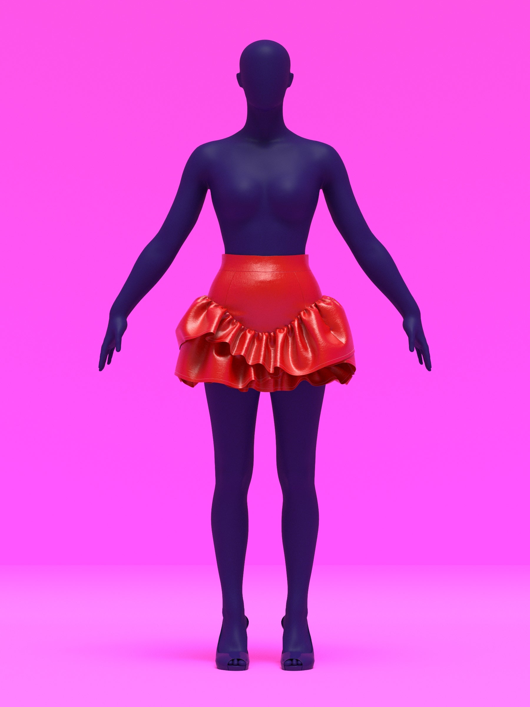 Mini Skirt with Wave Ruffles Sewing Pattern For Drag Queens asymmetrical y2k style costume dress by Katkow front red