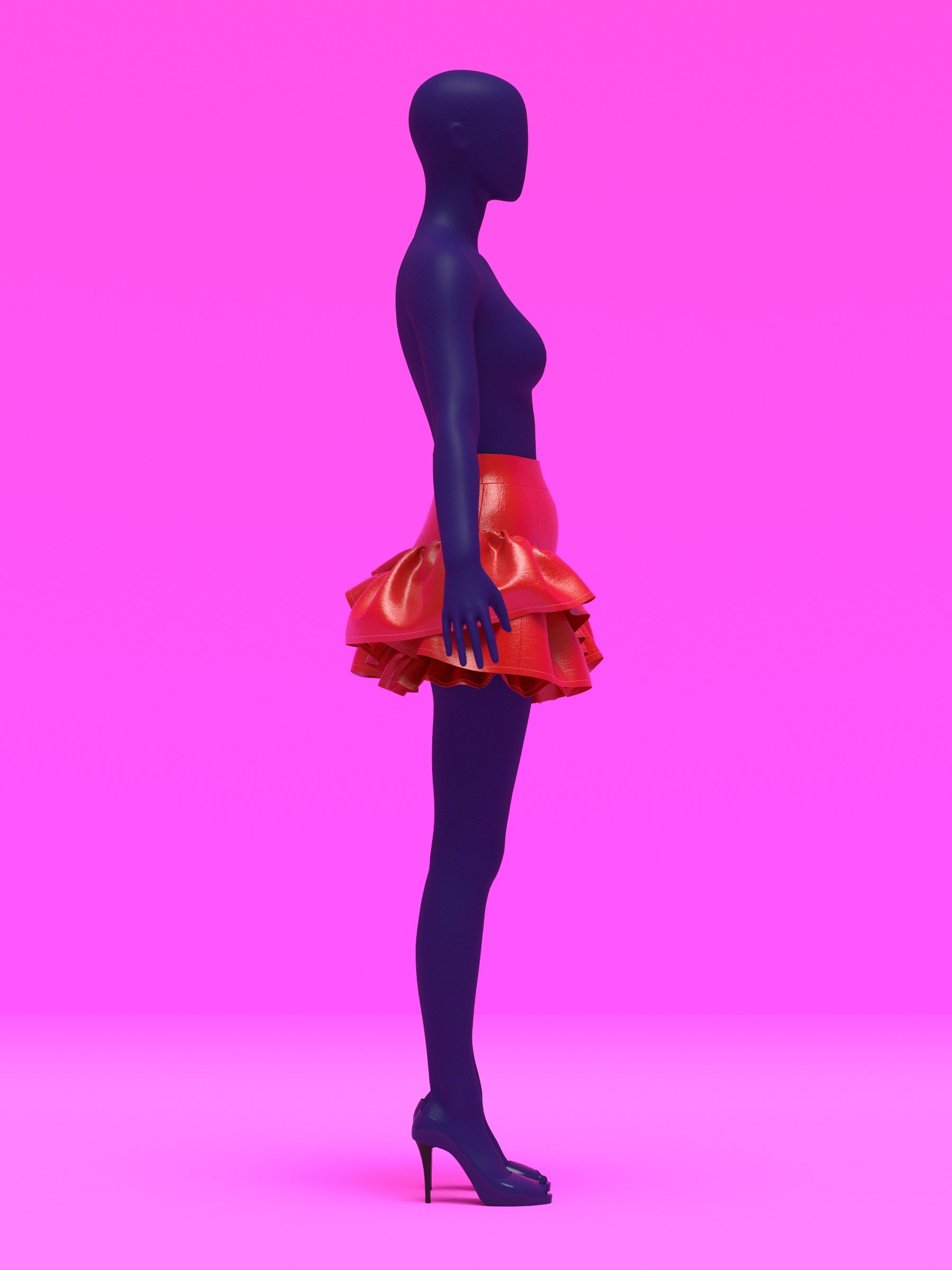 Mini Skirt with Wave Ruffles Sewing Pattern For Drag Queens asymmetrical y2k style costume dress by Katkow side