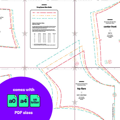 Katkow Bat Underbust Corset Sewing Pattern (Sizes XS-2X) - PDF Underbust Waist Belt Layout