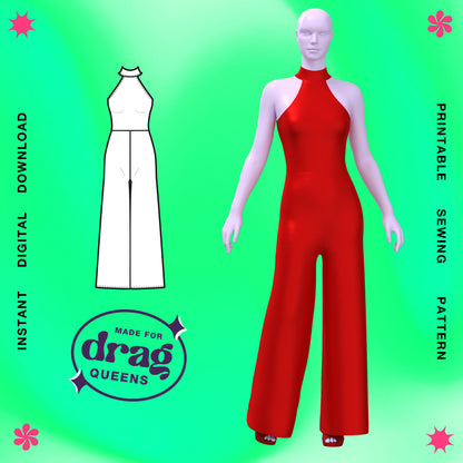 Katkow Jumpsuit Sewing Pattern for Drag Queens Costume, Fashion, Disco