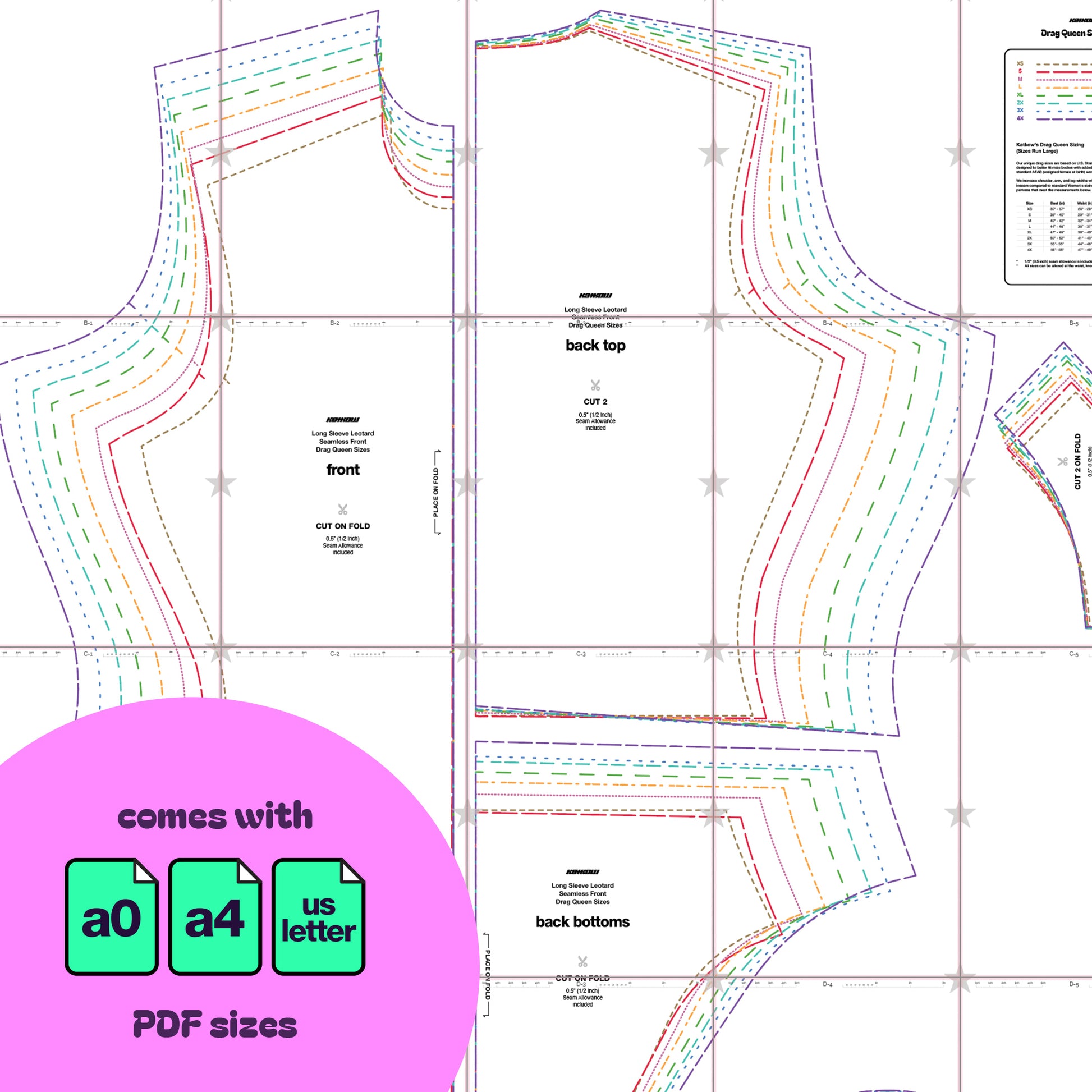 Long Sleeve Leotard Sewing Pattern (Sizes XS-4X) – Katkow long-sleeve-leotard-sewing-pattern-sizes-xs-4x-katkow