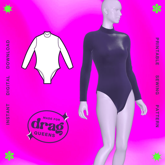 Katkow Long Sleeve Leotard Sewing Pattern (Sizes XS-4X) - Drag Queen Womens Thumb