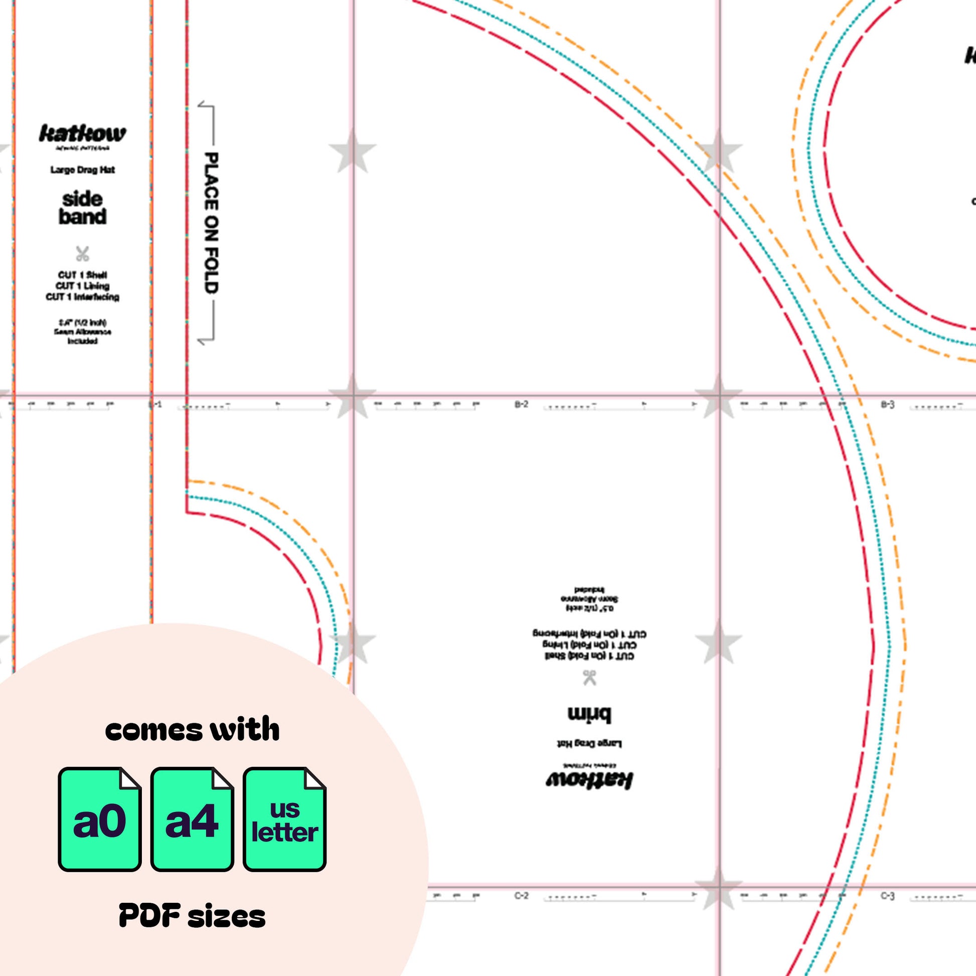 Wide Brim Hat Sewing Pattern (S-L) PDF For Drag Queens – Katkow wide-brim-hat-sewing-pattern-s-l-pdf-for-drag-queens-katkow