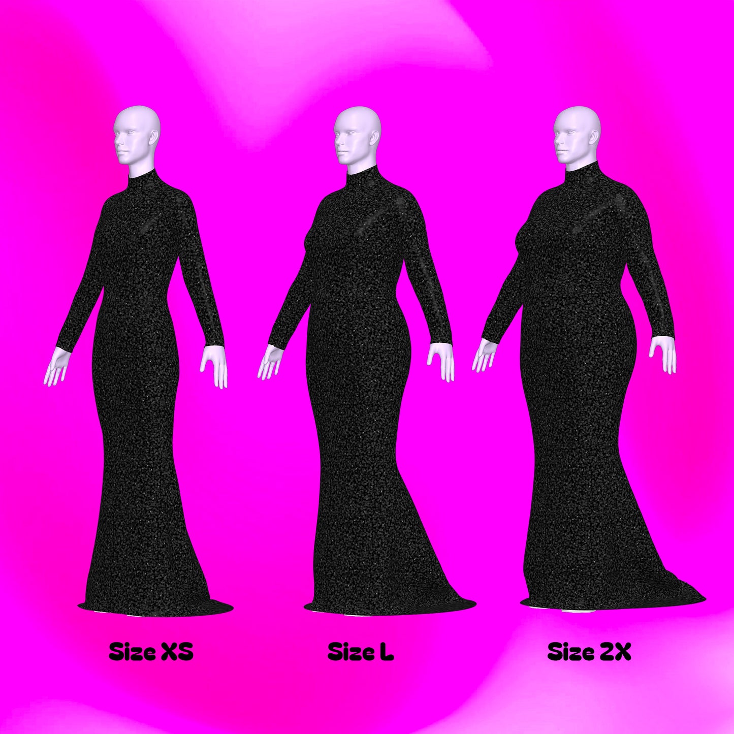 Katkow Long Sleeve Gown Sewing Pattern for Drag Queens Costume, Fashion, Wedding, Prom, Fantasy, Fairy, Gala, Evening Dress, Skirt, Train sizes