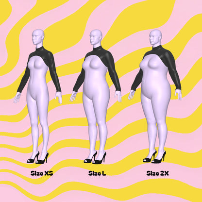 Katkow Long Sleeve Shrug Sewing Pattern (Sizes XS-4X) - PDF Drag Queen Costume Fashion Accessory Top Goth Cosplay Fairy Stripper Size Comp