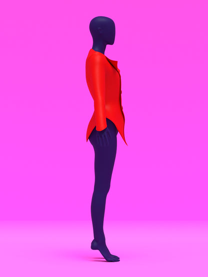 off shoulder double breasted blazer jacket coat sewing pattern for drag queens lady gaga costume high fashion runway business reveal by katkow side profile