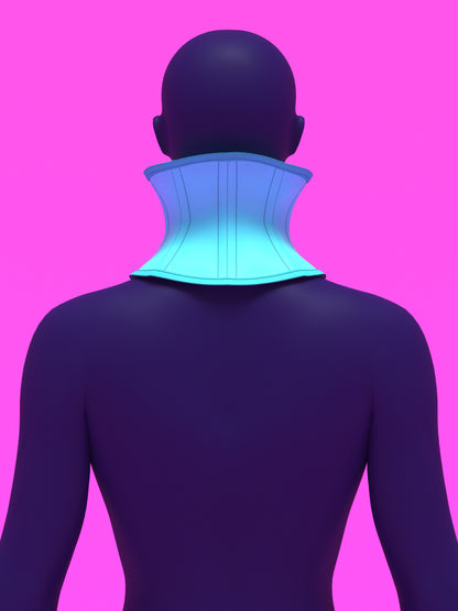 Open High Collar Neck Corset Sewing Pattern for Drag queens Cosplay Costume Fetish Alternative Goth Outfit by Katkow Blue Back