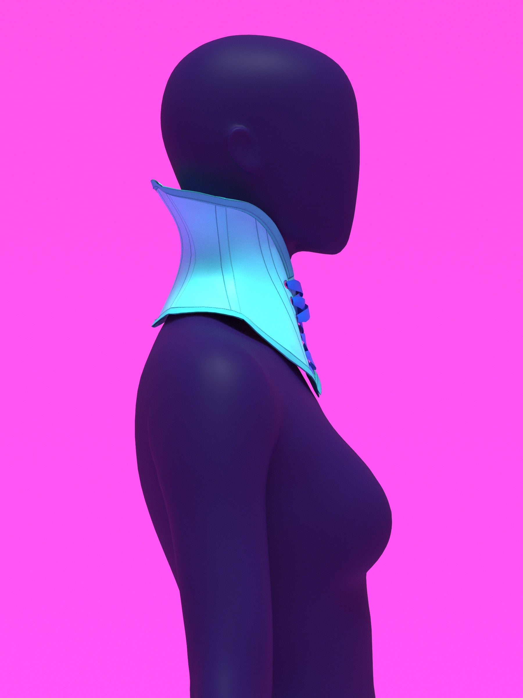 Open High Collar Neck Corset Sewing Pattern for Drag queens Cosplay Costume Fetish Alternative Goth Outfit by Katkow Blue