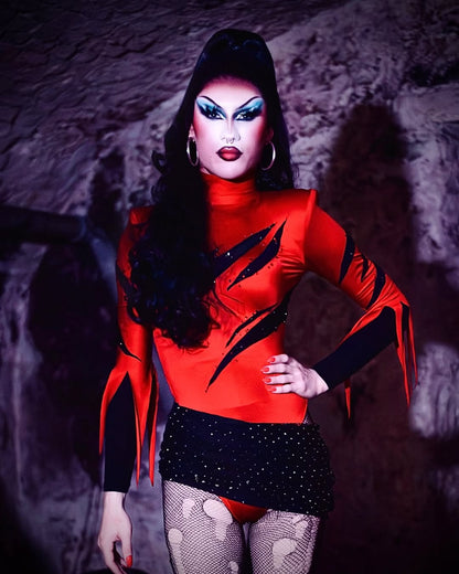 Patrón de costura para conjunto de leotardo y falda de Slasher, disfraz de drag queen para Halloween