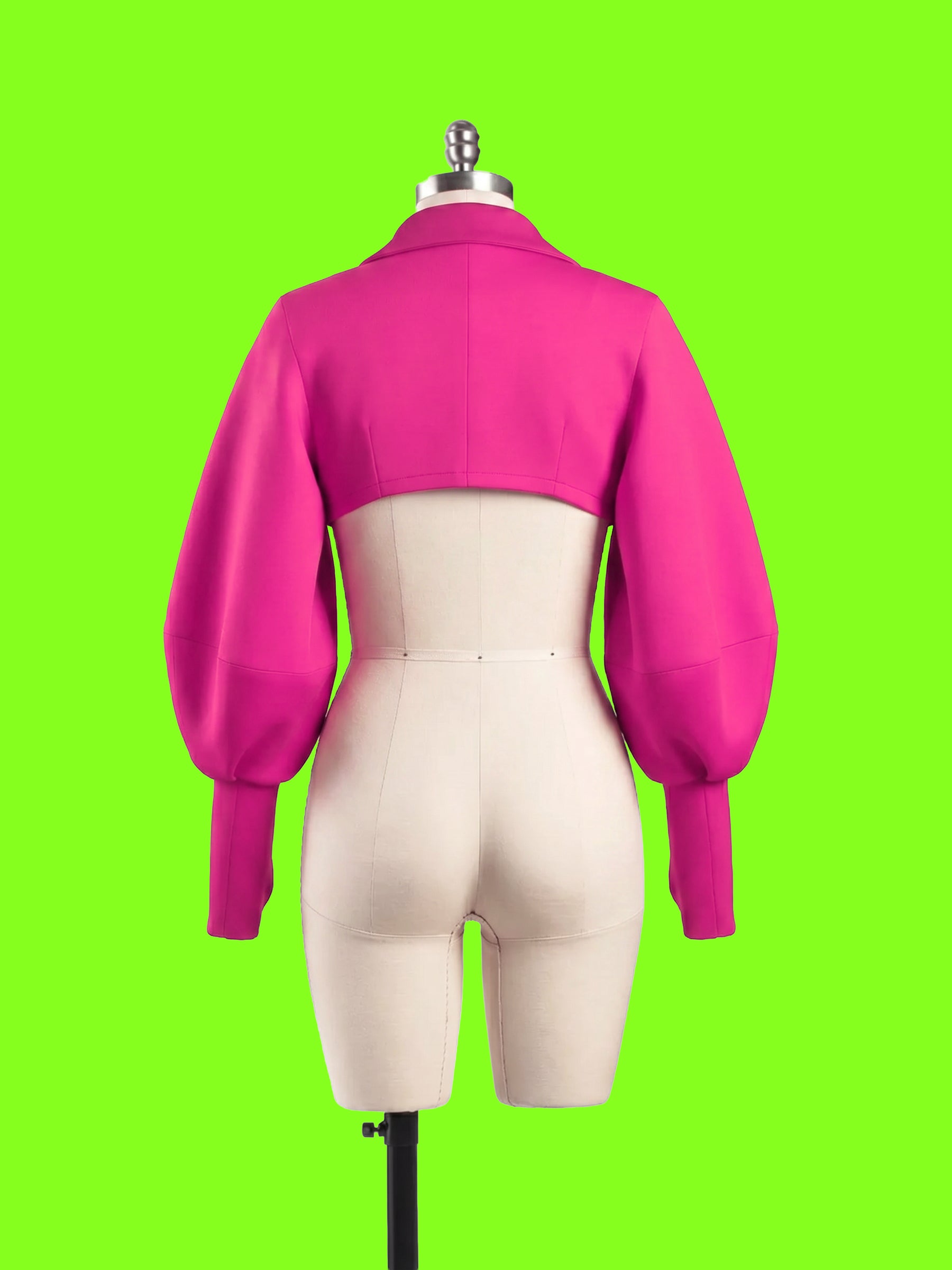 Balloon Sleeve Shrug Sewing Pattern For Drag Queens Oversized Sleeves Fingerless Glove Pointed Knife Collar Top Accessory Beginner Pattern by Katkow dressform back