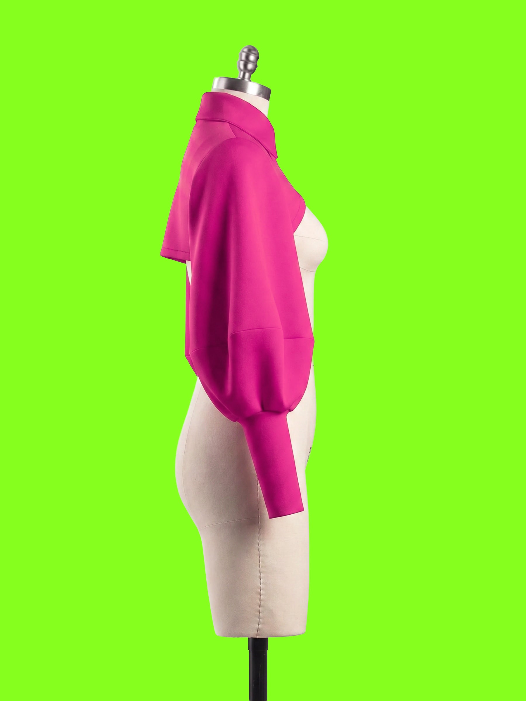 Balloon Sleeve Shrug Sewing Pattern For Drag Queens Oversized Sleeves Fingerless Glove Pointed Knife Collar Top Accessory Beginner Pattern by Katkow dressform profile