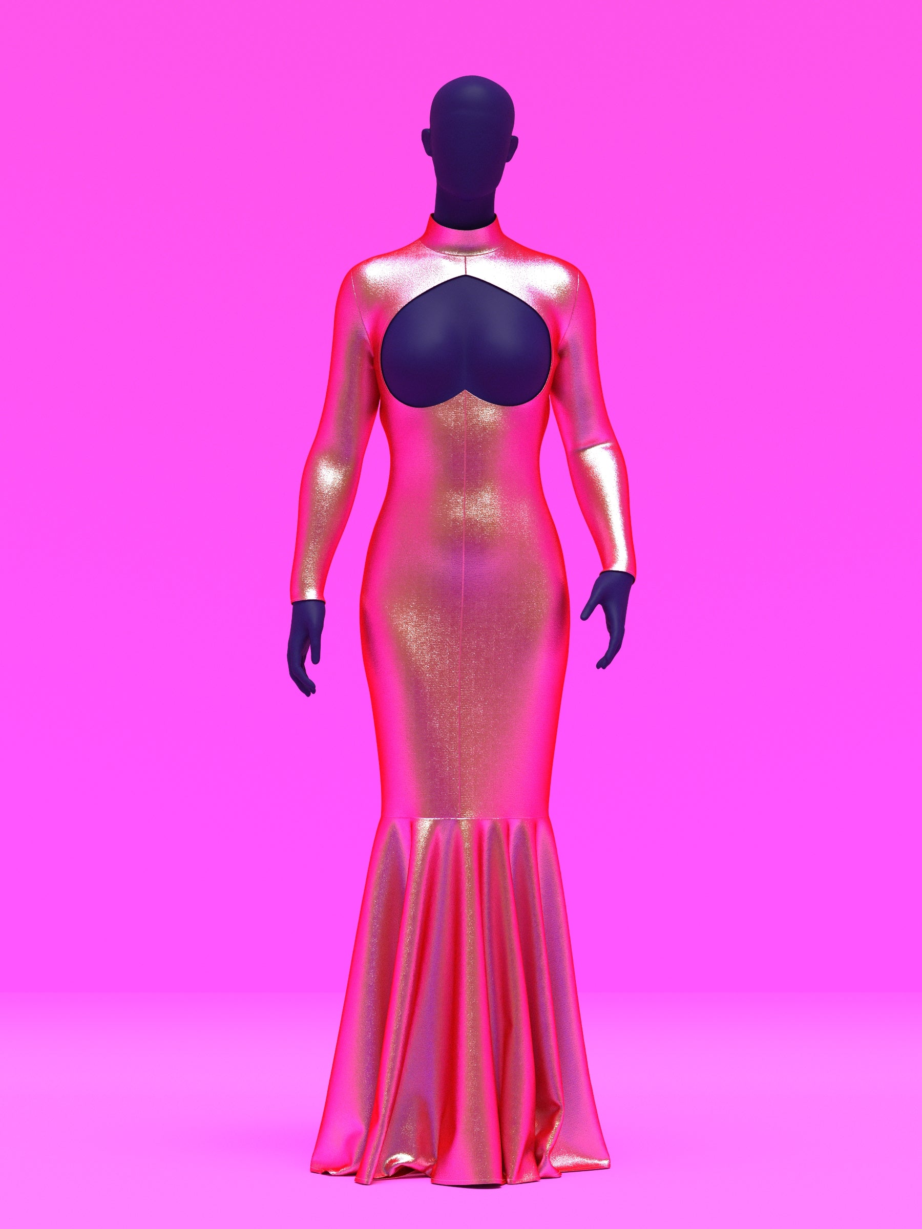 Breast Plate Cut-out Flare Gown Sewing Pattern (XS-4X) Long Sleeve Mermaid dress katkow sew drag queens