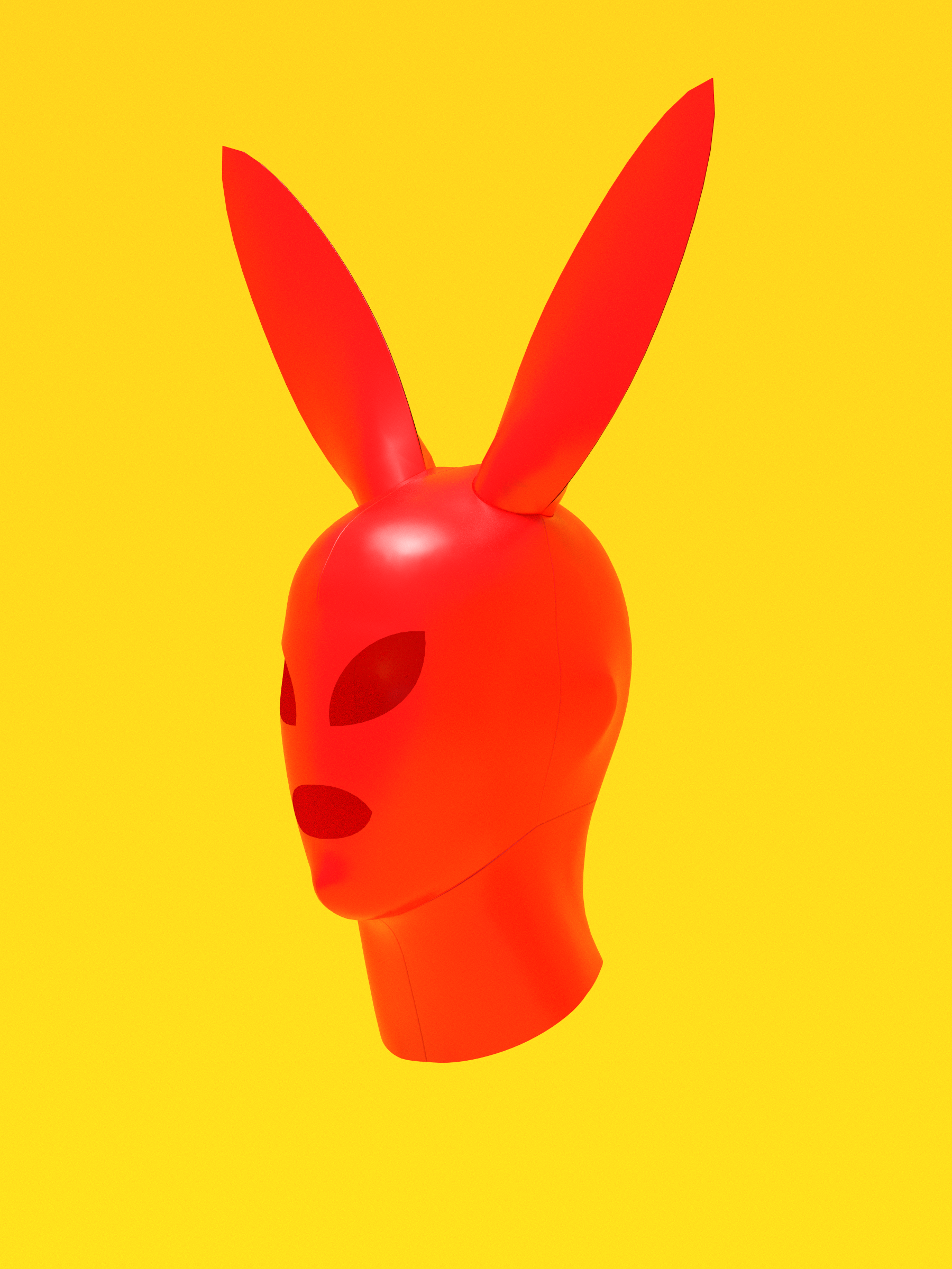 Bunny Facekini Mask PDF Sewing Pattern (S–L) – Club Kid Latex Mask Halloween Costume Idea Katkow Drag Queen 3d render