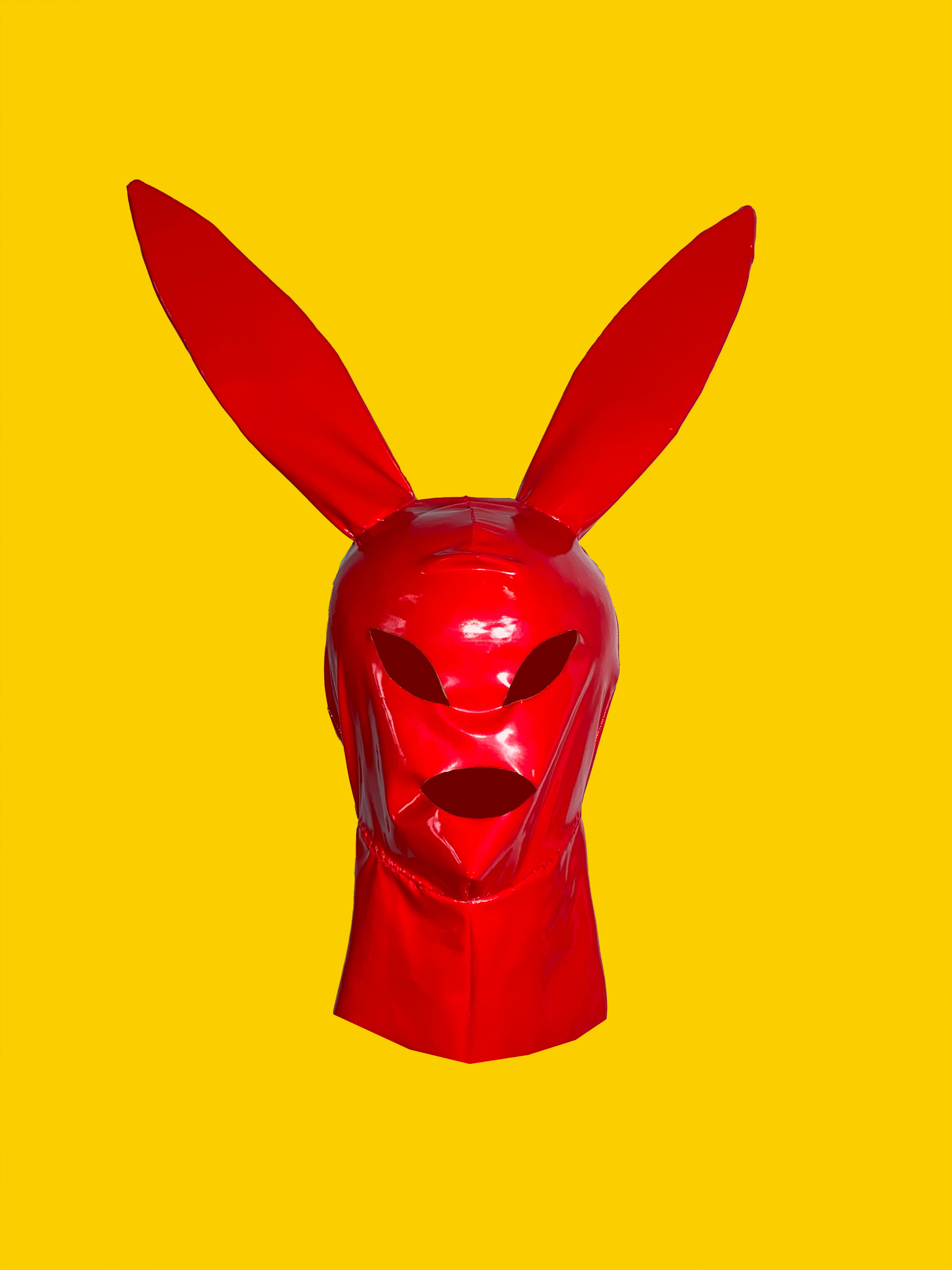 Bunny Facekini Mask PDF Sewing Pattern (S–L) – Club Kid Latex Mask Halloween Costume Idea Katkow Drag Queen Front