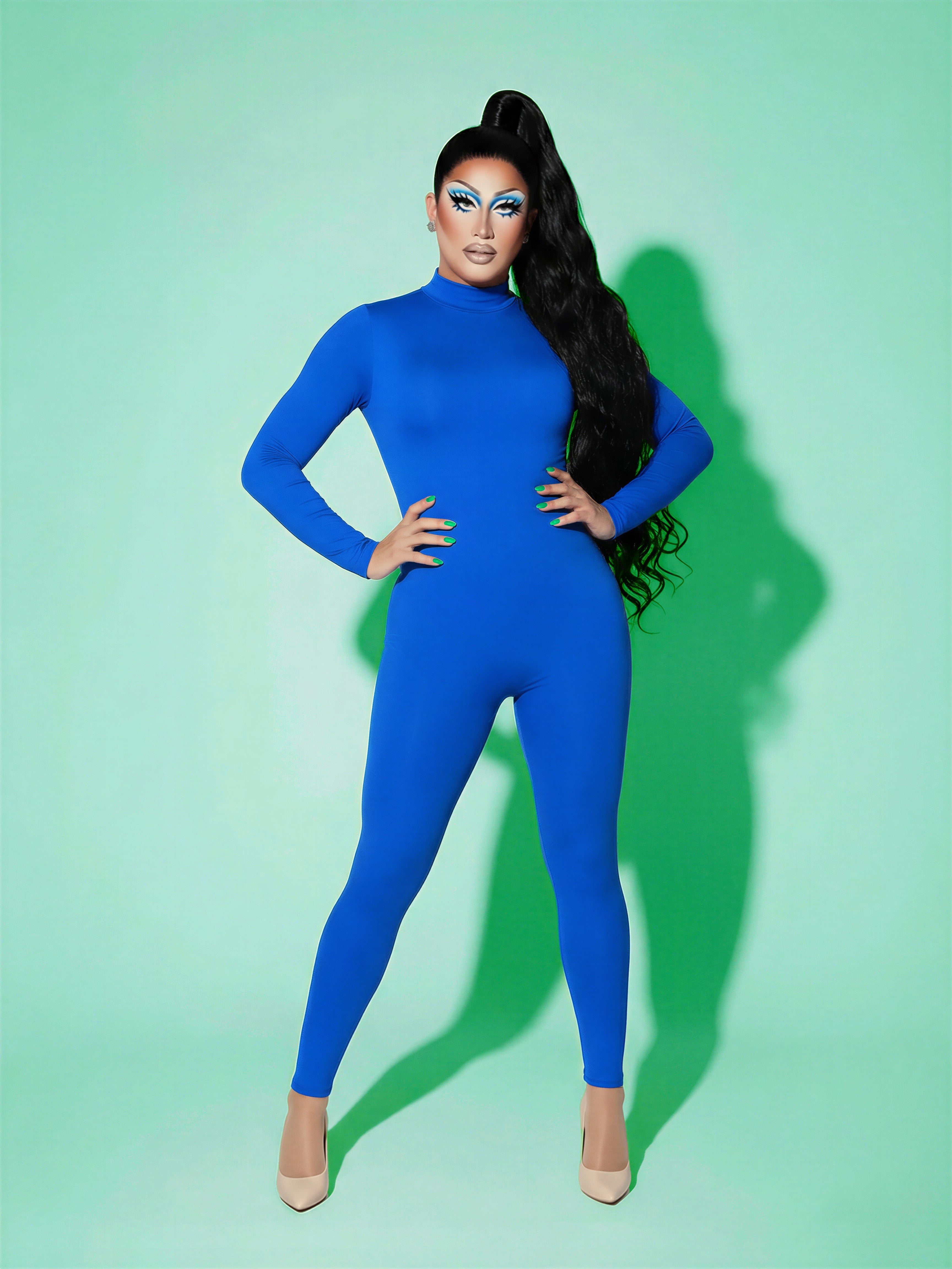 Full Catsuit Sewing Pattern for Drag Queens and Cosplay Stretch Bodysuit Dancewear Superhero Suit by Katkow Model Front