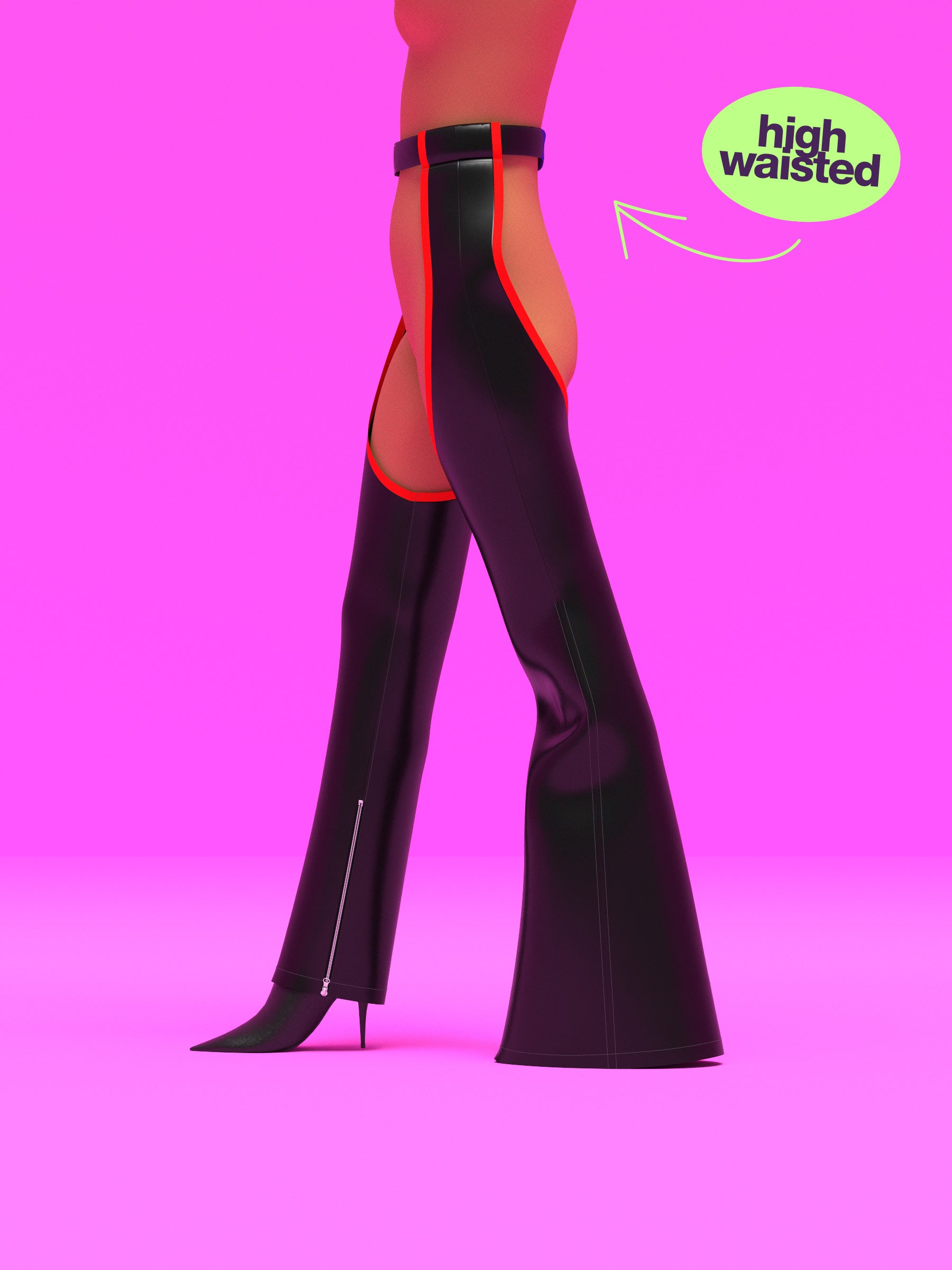 High Waisted Chaps Sewing Pattern for Drag Queens Bell Bottom Straight Leg by Katkow for Drag Costume Festivals Raves Outfits Western Cosplay
