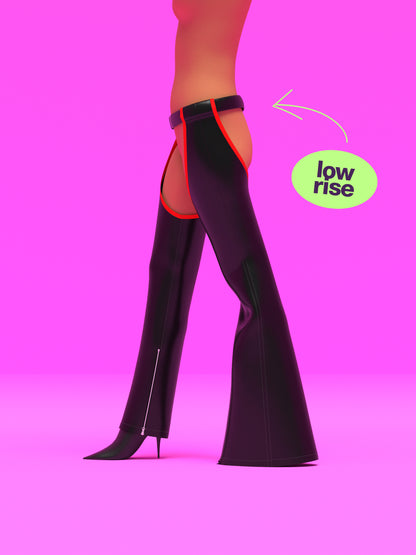 Low Rise Chaps Sewing Pattern for Drag Queens Bell Bottom Straight Leg by Katkow for Drag Costume Festivals Raves Outfits Western Cosplay