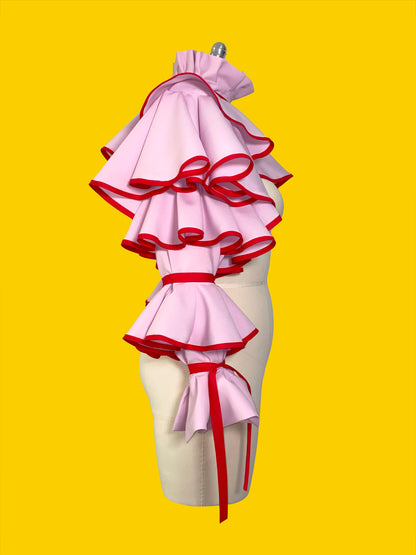 Clown Ruffle Shrug sewing pattern XS-4X for drag queen Halloween costume Side