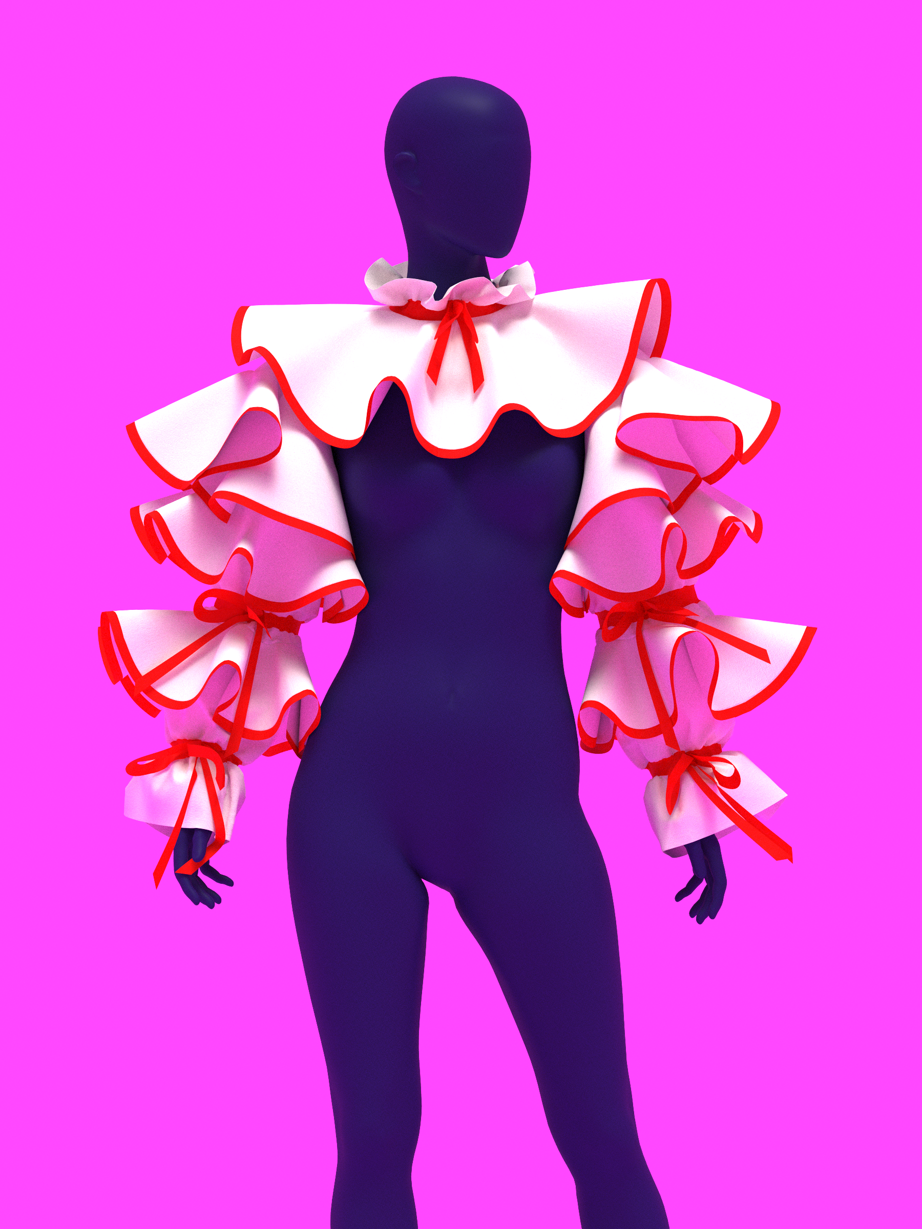 Clown Ruffle Shrug sewing pattern XS-4X for drag queen Halloween costume pose