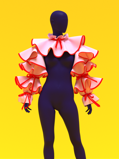 Clown Ruffle Shrug sewing pattern XS-4X for drag queen Halloween costume pose thumb