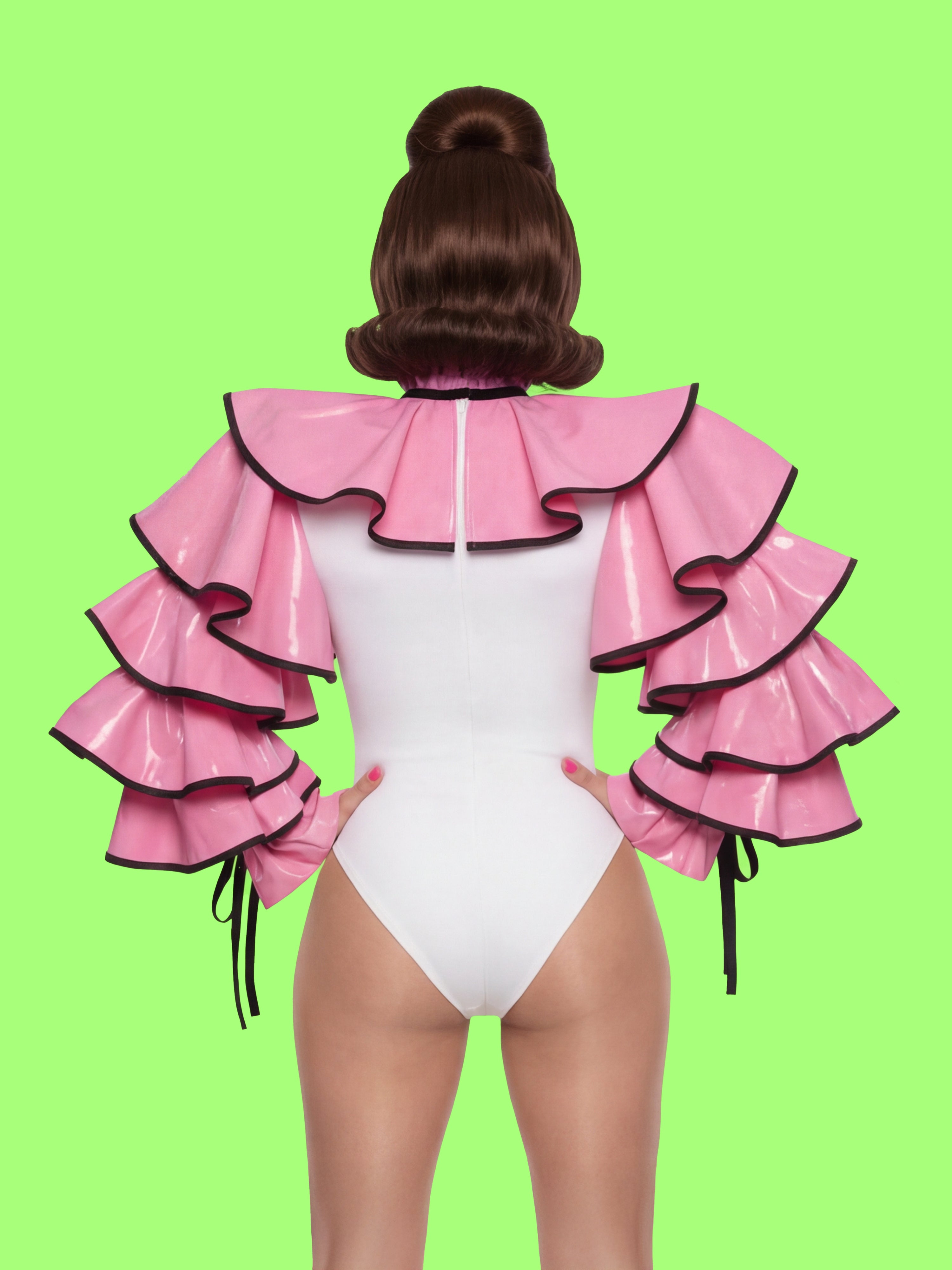 clown ruffle shrug top sewing pattern for drag queens halloween costume sleeve gathered collar cosplay by Katkow back