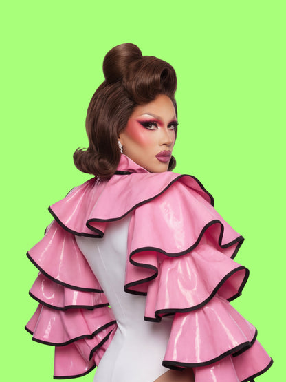 clown ruffle shrug top sewing pattern for drag queens halloween costume sleeve gathered collar cosplay by Katkow side 2