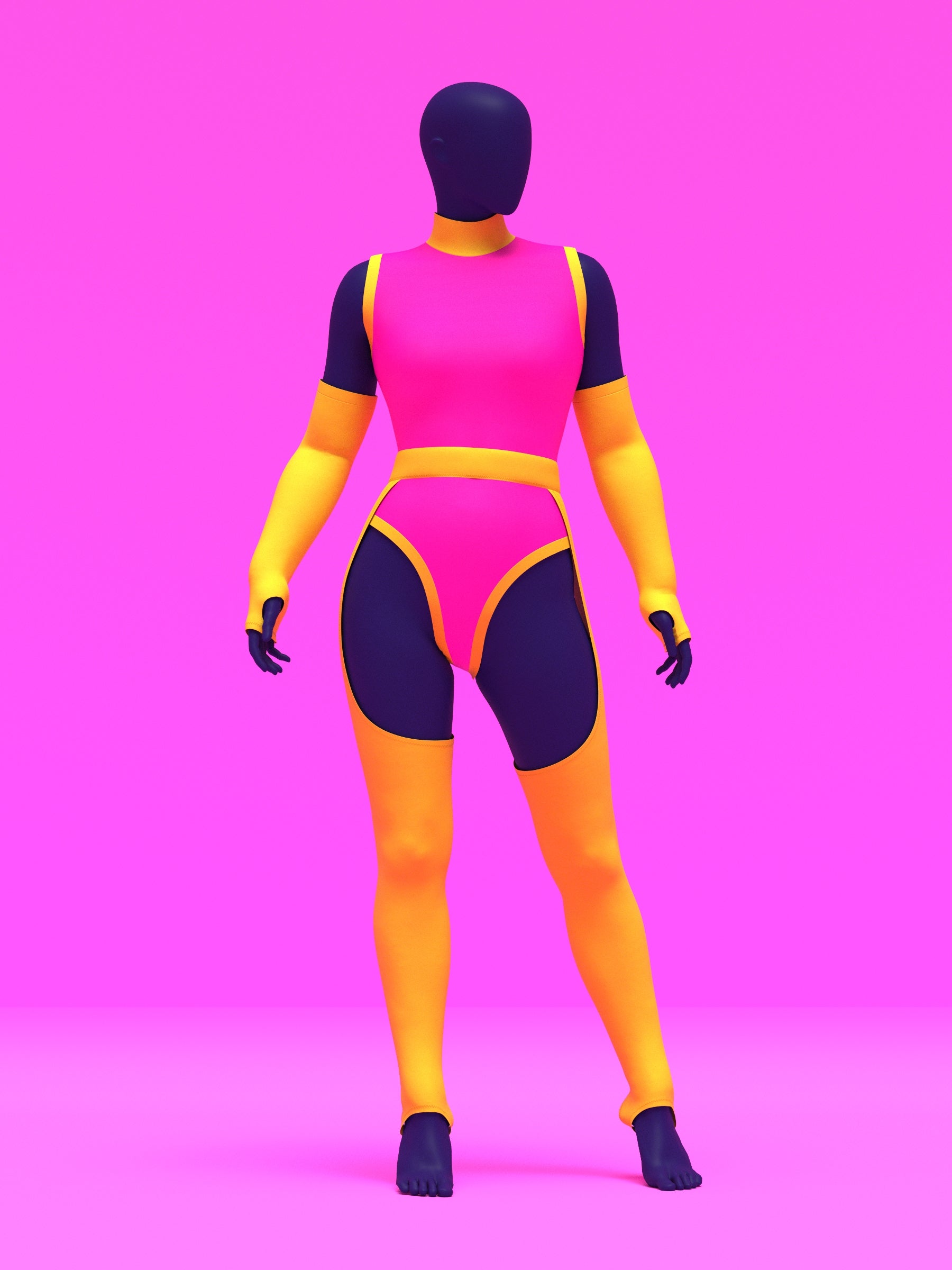 Stretch Set Leotard, Fingerless Opera Gloves, Chaps Sewing Patterns For Drag Queens by Katkow Beginner Sewing Pattern Full Drag Costume pose