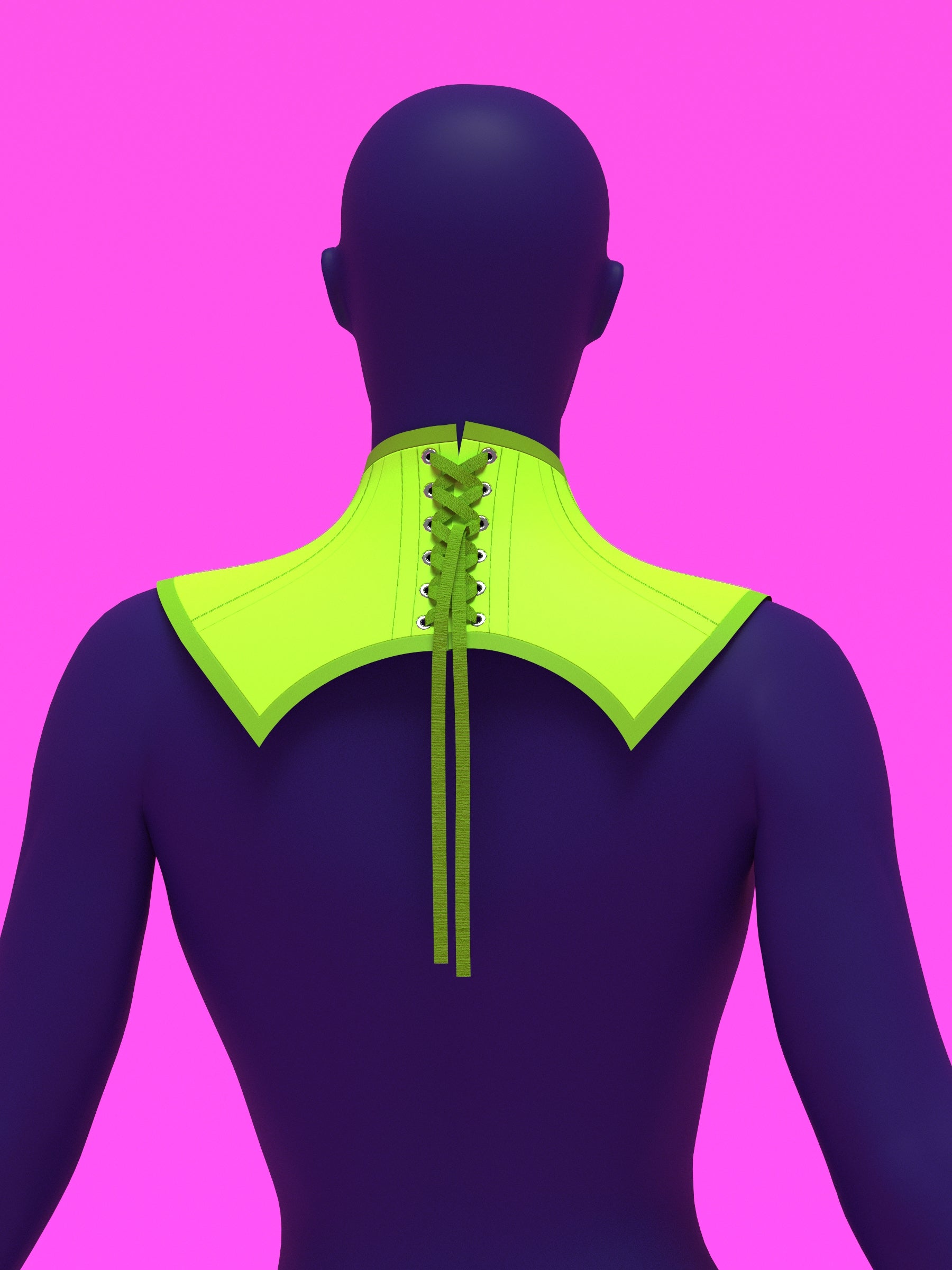 Extended V Pointed Shoulder Corset Harness Sewing Pattern for drag queens fetish goth alternative halloween costume outfit leather by katkow front green back 