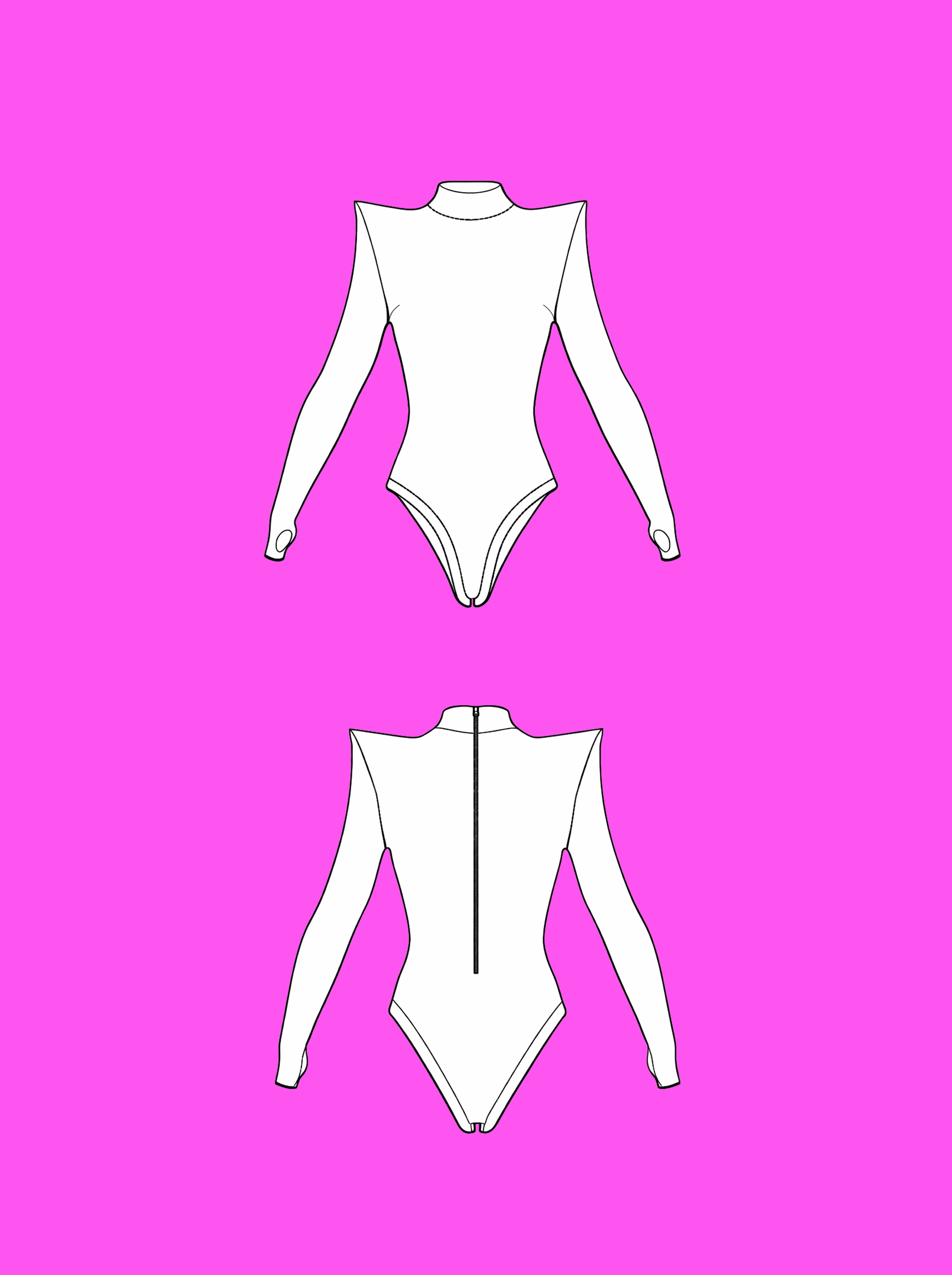 Pointed Shoulder Leotard Sewing Pattern For Drag Queens Cosplay by Katkow Stretch outfit flats