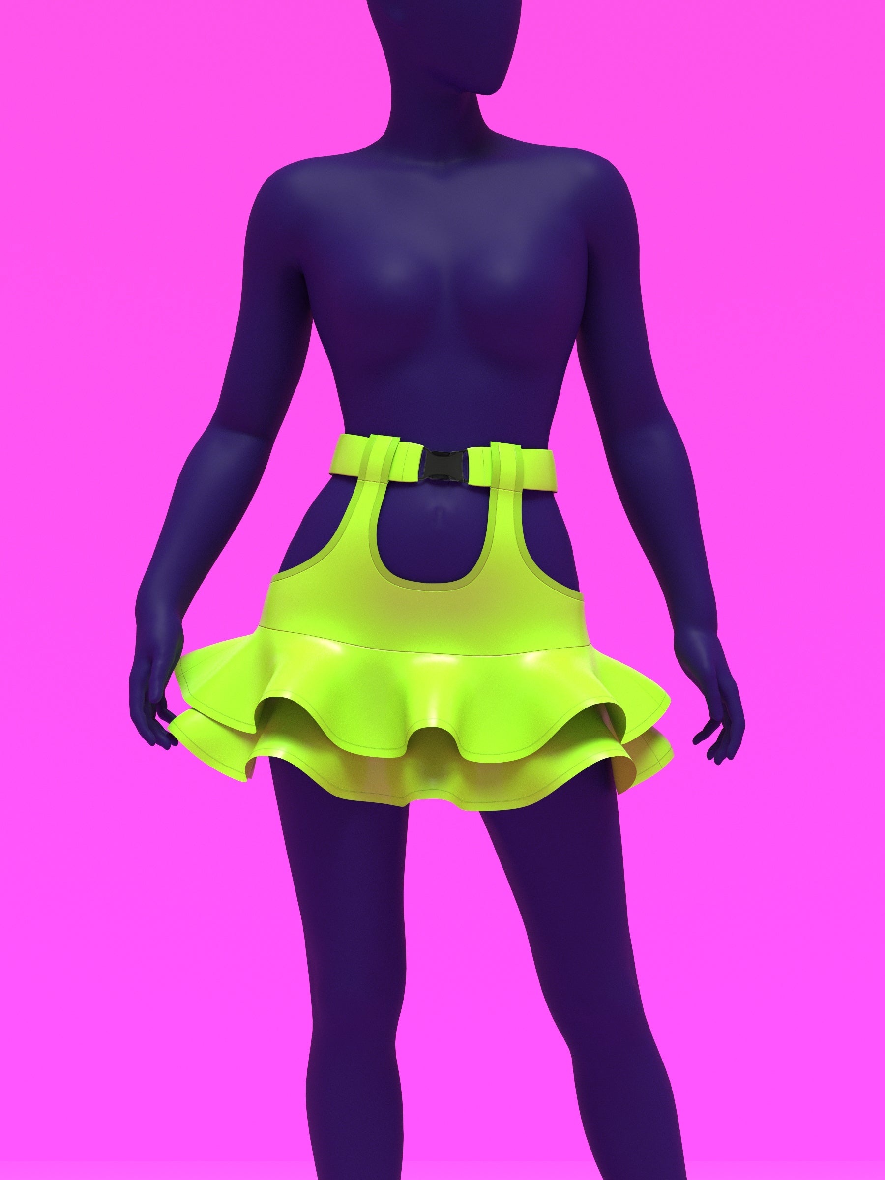 Garter Mini Skirt with Flounce Ruffles Sewing Pattern for drag Queens y2k 2000s style costume outfit easy to sew with garter straps by Katkow Pose