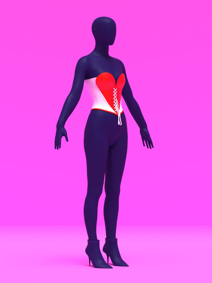 Heart Corset Top Sewing Pattern For Drag Queens Valentines Costume by Katkow Angle