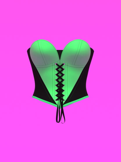 Heart Corset Top Sewing Pattern For Drag Queens Valentines Costume by Katkow Front Green