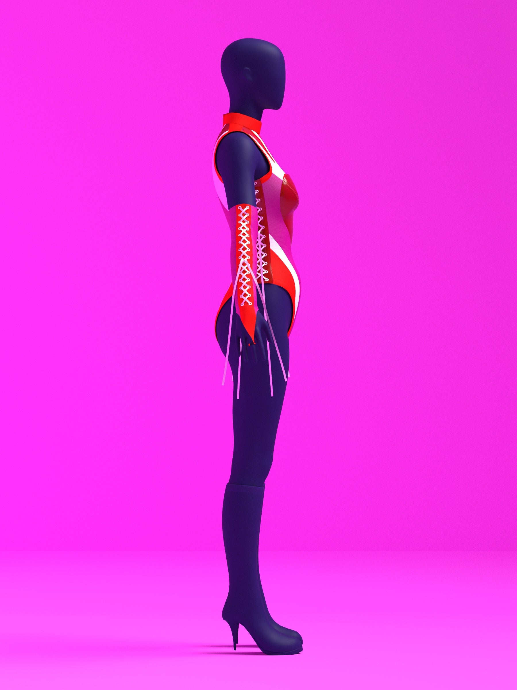 Heart Leotard Color-Block Sewing Pattern for drag queens valentines costume dancewear stretch catsuit bodysuit cutouts by Katkow Pink side