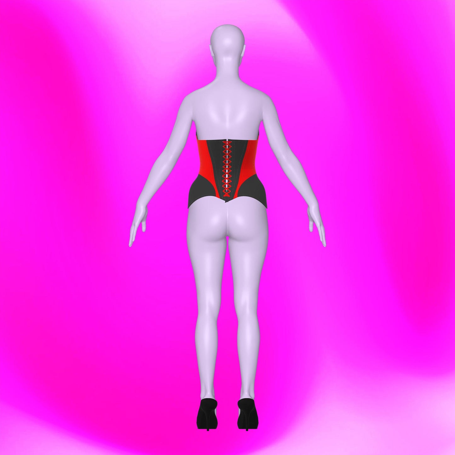 katkow drag queen bee corset sewing pattern back 3d