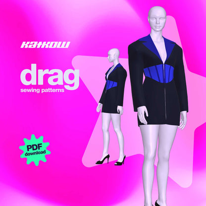 katkow drag queen blazer dress sewing pattern thumb 2