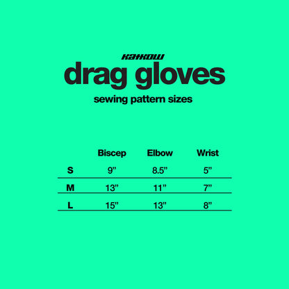 drag queen gloves sewing pattern chart