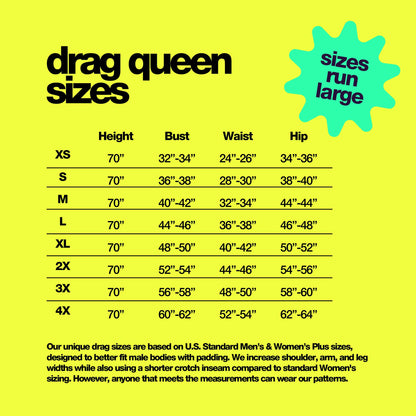 katkow drag queen stretch color block leggings sewing pattern size chart