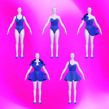 katkow bustier leotard sewing pattern with ruffles and circle skirt for drag queens styles